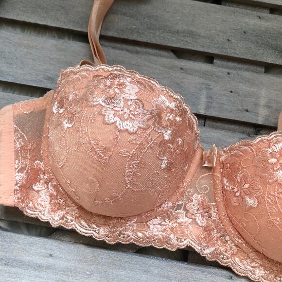 Donna Loren Embroidered Floral Shiny Padded Bra - Picture 2 of 6